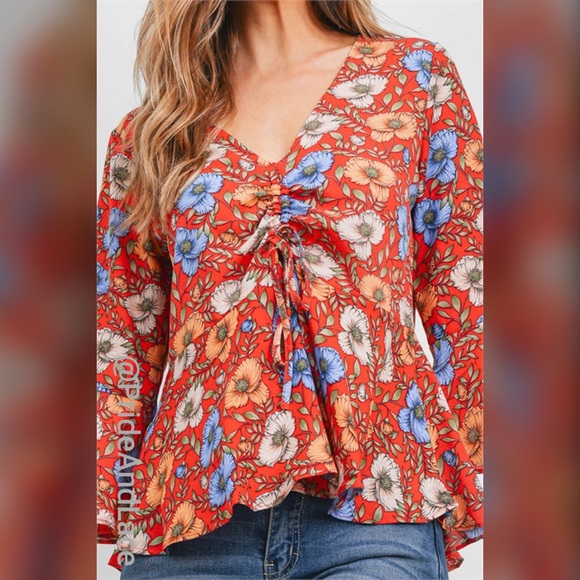LAST 2️⃣ RED FLORAL TOP - Picture 5 of 5